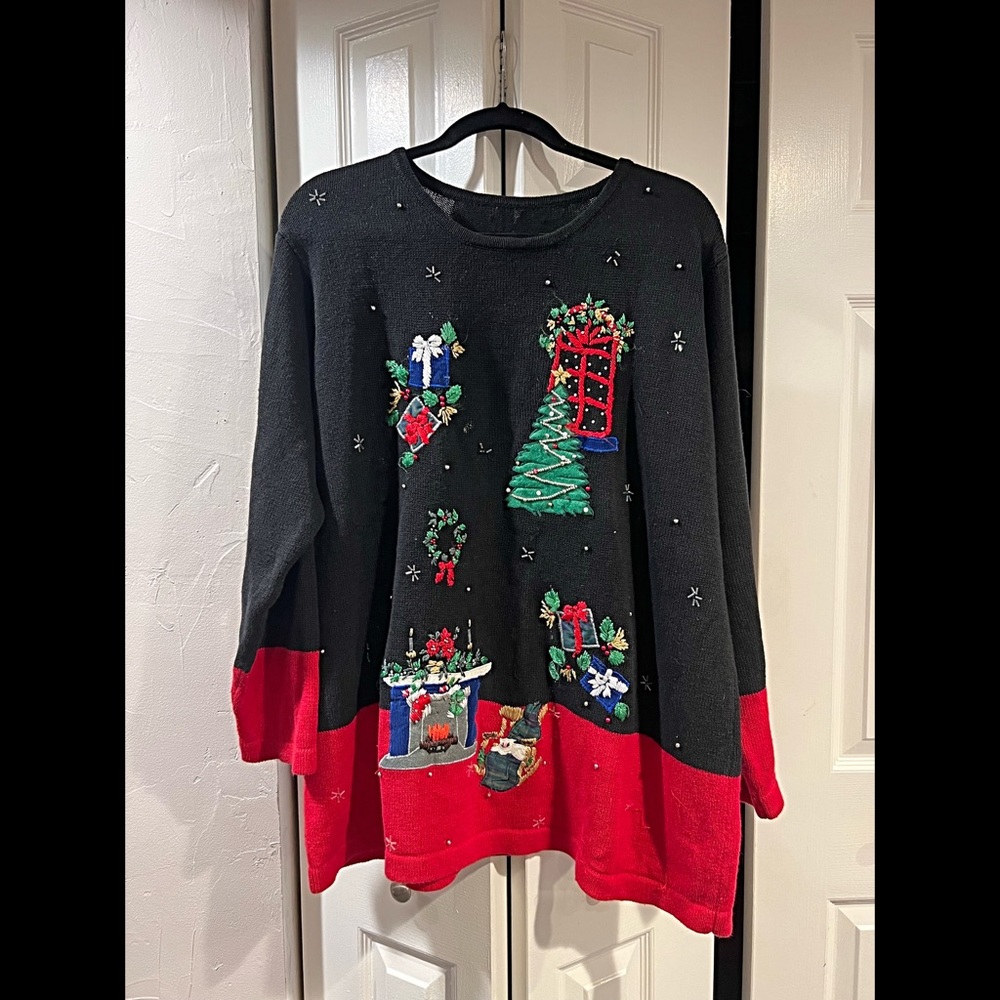 Thrifted embroidered Christmas sweater!